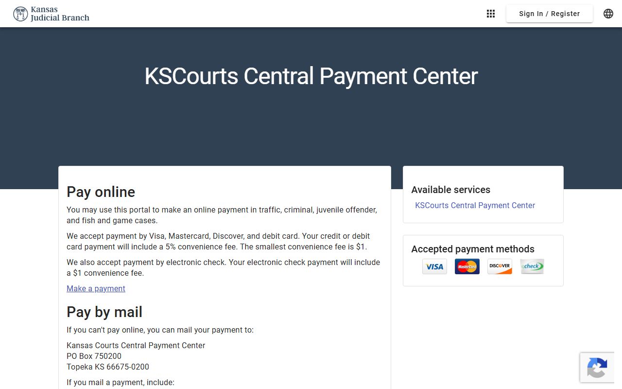 Shawnee County court dockets Kansas Centralized Payment Center