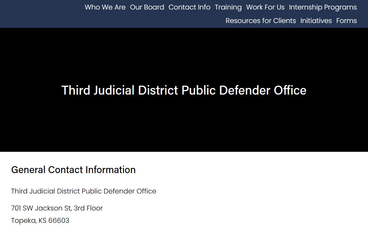 Shawnee County criminal court records Third Judicial District Public Defender directory