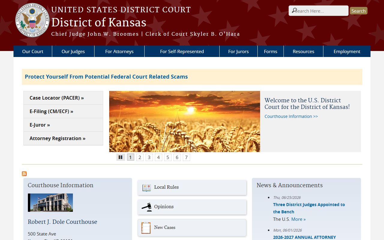 Shawnee County District Court records federal District of Kansas source