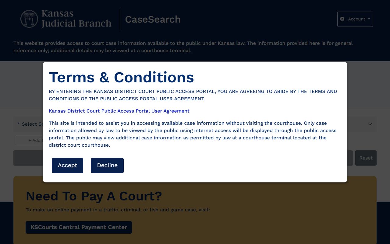 Shawnee County court records Kansas Case Search portal