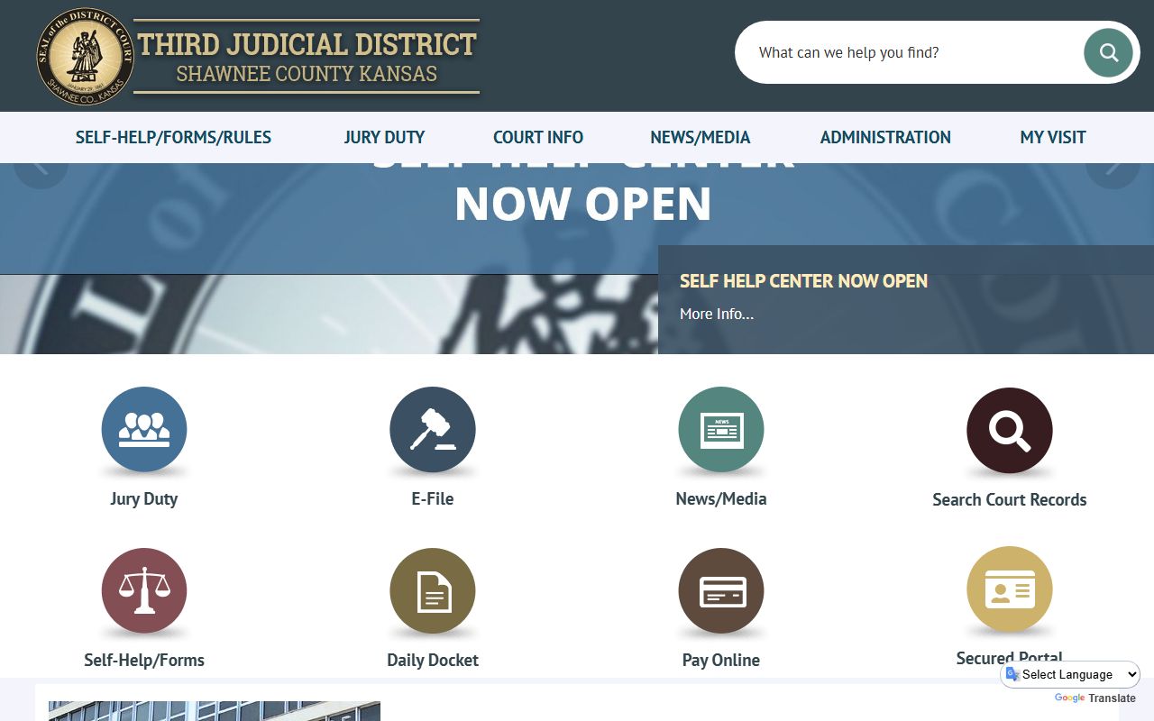Shawnee County court records District Court home page