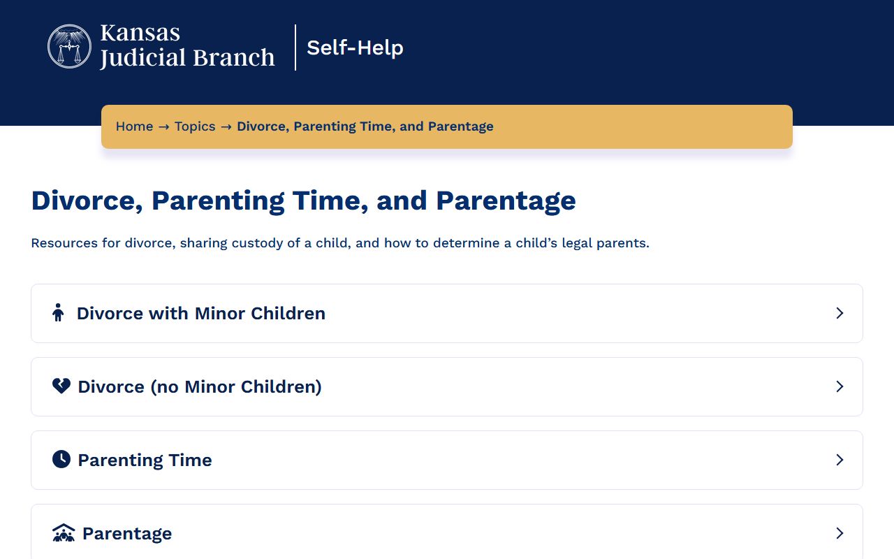 Kansas divorce self-help source for Shawnee County divorce records