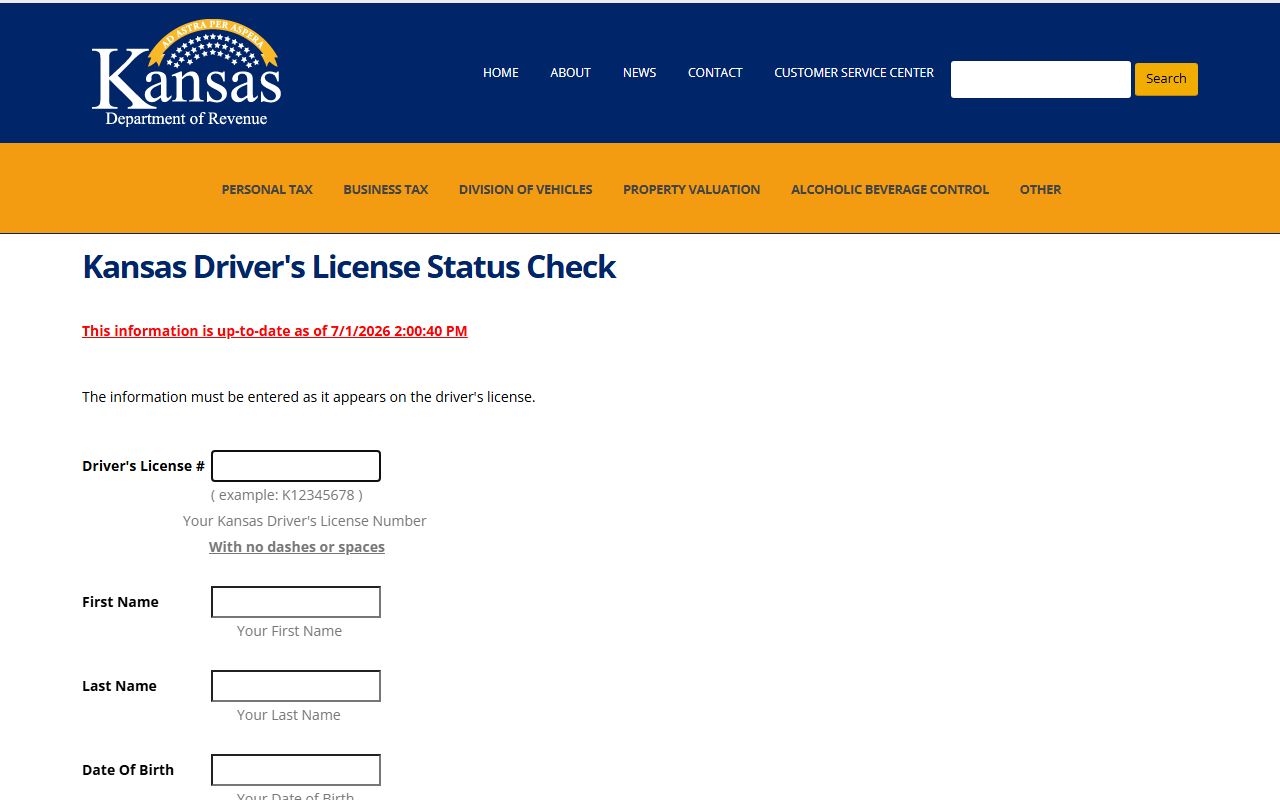 Shawnee County traffic court records Kansas driver's license status check source